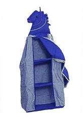 Kuber Industries Baby Almirah Hanging Three Cabinet for Kids (Blue Horse Print),Standard,VAS05143