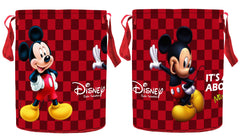 Kuber Industries Disney Mickey Print Round Non Woven Fabric Foldable Laundry Organiser with Handles,45 LTR (Set of 2, Maroon)-KUBMART11638