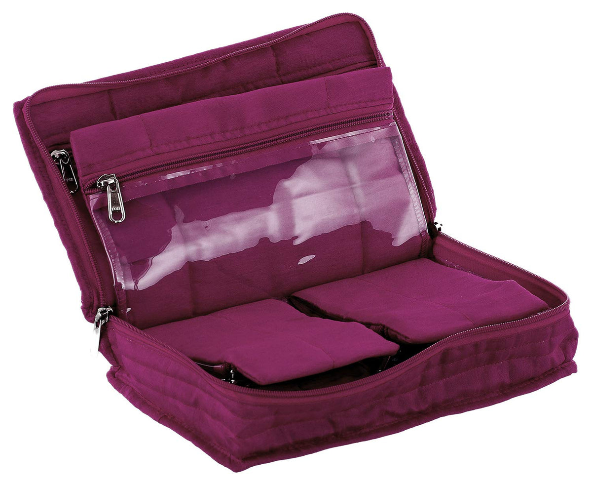 Kuber Industries Embroidery Design Cotton Jewellery Kit, Maroon - CTKTC30593