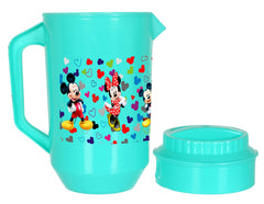 Kuber Industries Mickey & Friends Print Unbreakable Plastic Water Jug with Lid for Home, Kitchen, Office 2 Liter Pack of 2 (Green)