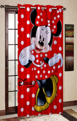 Kuber Industries Disney Minnie Print Polyester Special Blackout Long Crush Eyelet Door Curtain 7 Feet (Red)-KUBERMART041