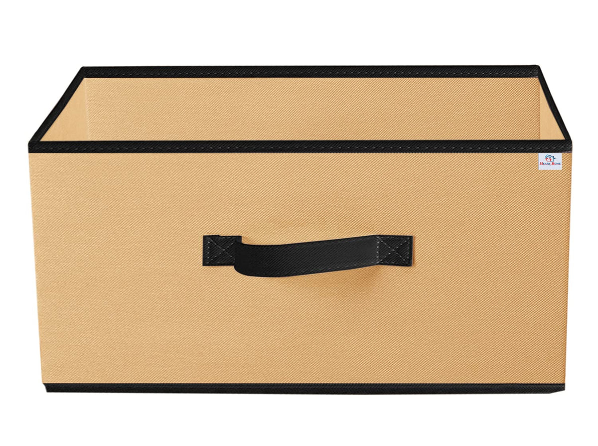 Heart Home Non-Woven Rectangular Flodable Cloth Storage Box (Brown)-HS40HEARTH23901