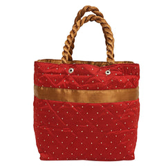 Kuber Industries Bow Design Satin Women's Handbag, Maroon