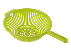 Heart Home Plastic Strainer Colander with Long Handle Use for Pasta, Noodles, Spaghetti, Vegetables and More (Green)-HHEART15127