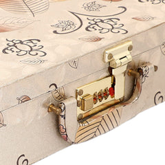 Kuber Industries Multipurpose Wooden Floral Design 2 Rod Bangle Box/Organizer/Case With Mirror & Number Lock System (Gold)-47KM0649