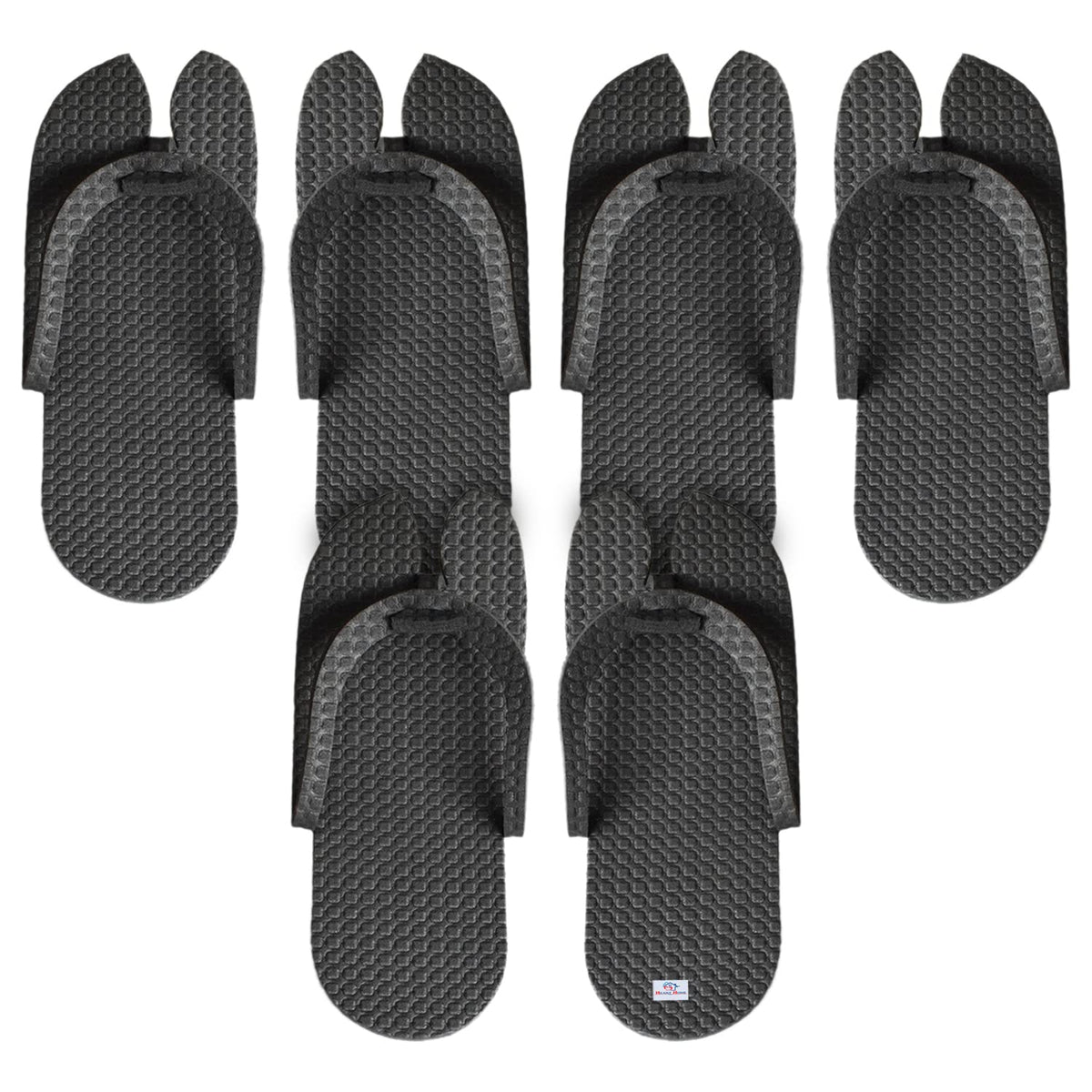 Heart Home Rubber Bathroom Slipper for Men & Women 3 Pair (Black) 54HH4214.