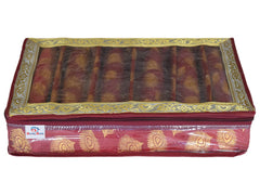 Heart Home Multipurpose Feather Design Laminated 6 Rod Bangle Box/Organizer/Case With Tranasparent Top (Maroon)-47HH0213