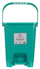 Heart Home Square Premium Plastic Pedal Dustbin with Lid for Home/Kitchen/Office 10 Ltr (Green)-Pack of 3