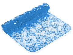 Kuber Industries Flower Design PVC Non Slip Bath Mat with Suction Cups 27"x14" (Blue)-CTKTC32662