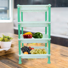 Kuber industries Plastic 2 Pieces 4 Layer Multi-Purpose Kitchen Storage Basket Rack (Green)-CTKTC13285