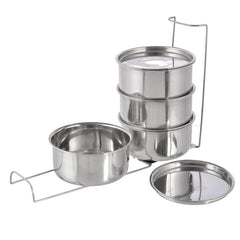 Kuber Industries Designer Insulated Stainless Steel Lunch Box with 4 Container (Grey)-HS42KUBMART25115, 1