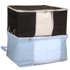 Kuber Industries 2 Piece Non Woven Underbed Storage Organiser Set, Extra Large, Grey and Black (CTSN083)