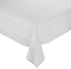 Kuber Industries Circle Printed Home Decorative Luxurious 4 Seater Cotton Center Table Cover/Table Cloth, 40"x60" (White)-44KM06
