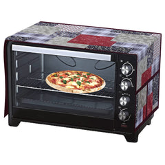 Heart Home Multicheck Printed PVC Decorative Microwave Oven Top Cover with 4 Utility Pockets (Multicolor)