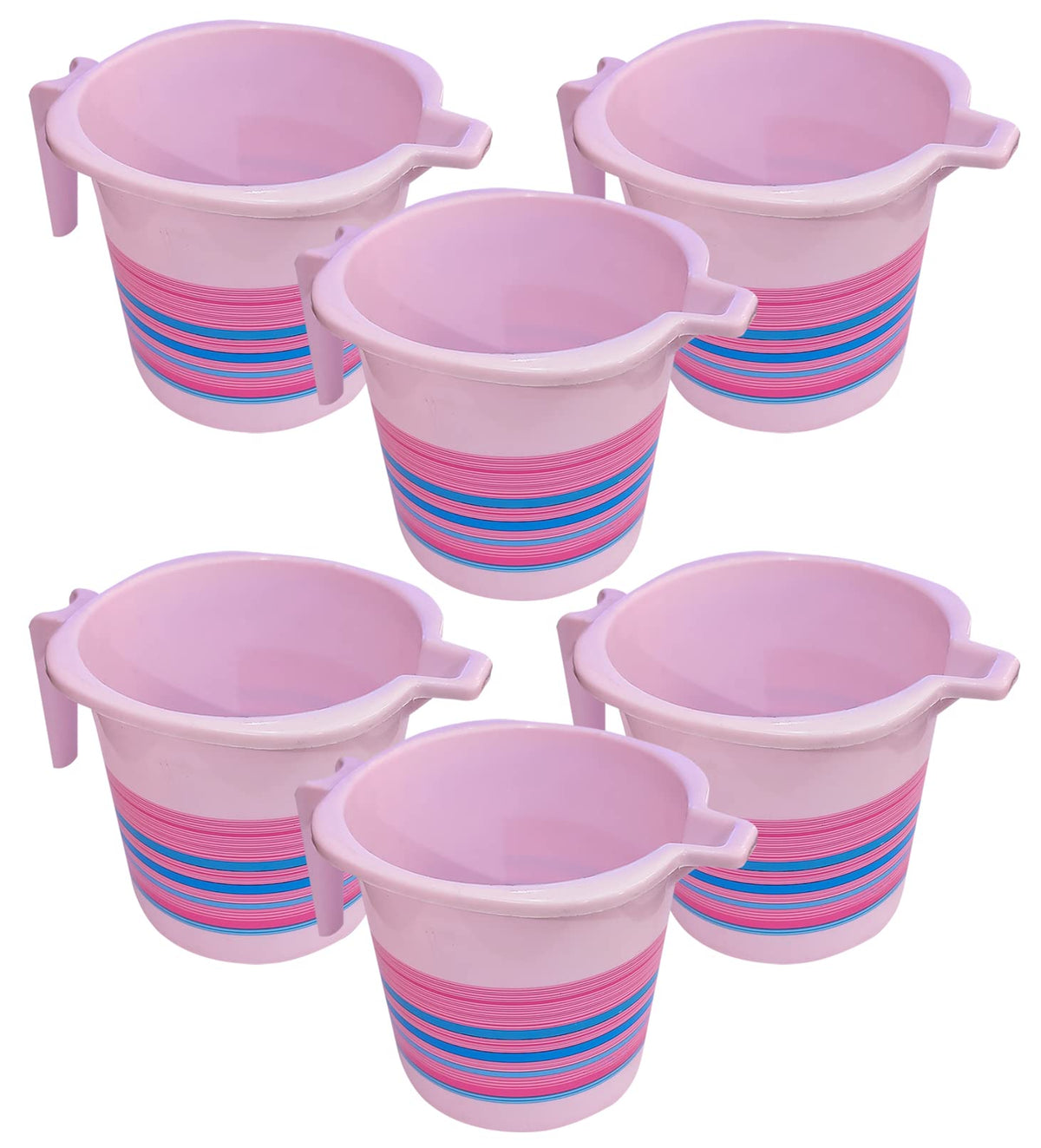 Heart Home Durable Long Lasting, Lightweight, Unbreakable, Strong Plastic Bathroom Mug 1 Litre- Pack of 6 (Pink)