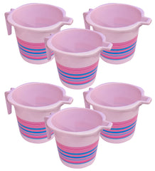 Heart Home Durable Long Lasting, Lightweight, Unbreakable, Strong Plastic Bathroom Mug 1 Litre- Pack of 6 (Pink)