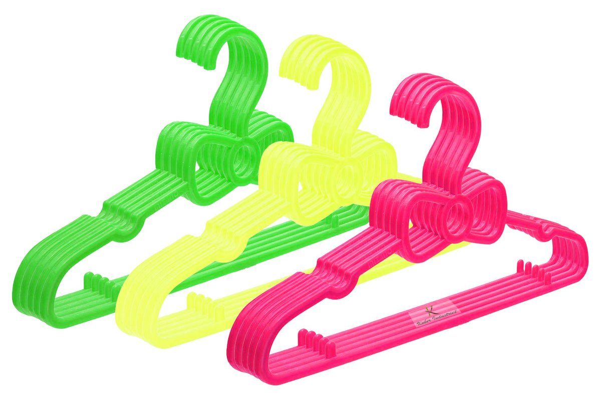 Kuber Industries Kids Mizano Plastic Non-Slip Clothes Hangers|Wide Plastic & Anti Rust Hooks|Multipurpose Hanger Organizer, Pack of 15 (Multicolor)