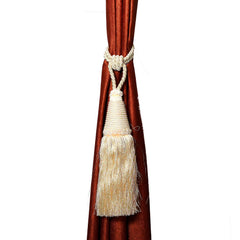 Kuber Industries Beads Beautiful Design Polyester 4 Pieces Curtain Tie Back Tassel Set (Cream) CTKTC33534