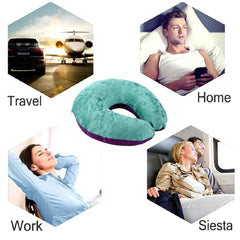 Kuber Industries 2 Pieces Unisex U -Shaped 100 Percent Pure Memory Foam Soft Cushions Neck Rest Pillow for Travel, Car, Train, Flight, Bus (Purple & Green) - CTKTC039218