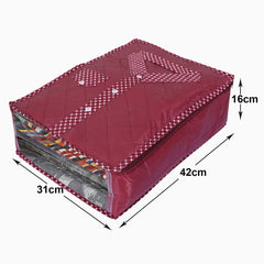 Kuber Industries Dot Print Parachute Shirt Cover/Clothing Organizer/Wardrobe Organizer With Window For Home, Traveling Pack of 2 (Maroon)