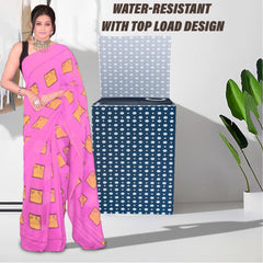 Heart Home Washing Machine Cover | Dot Print Washing Machine Cover | PVC | Top Load Semi-Automatic Washing Machine Cover | Blue