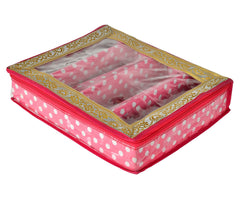 Kuber Industries Dot Printed Laminated 4 Rod Bangle Box/Organizer With Transparent Top (Pink)-HS43KUBMART25542