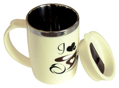 Heart Home Insulated BPA Free Plastic Coffee Mug with Lid, Pack of 2 (Cream)