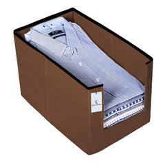 Kuber Industries 3 Piece Non Woven Shirt Stacker Wardrobe Organizer Set, Brown-CTKTC031837