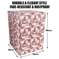 Heart Home Washing Machine Cover | Brick New Check Design Washing Machine Cover | PVC Front Load Washing Machine Cover | Brown