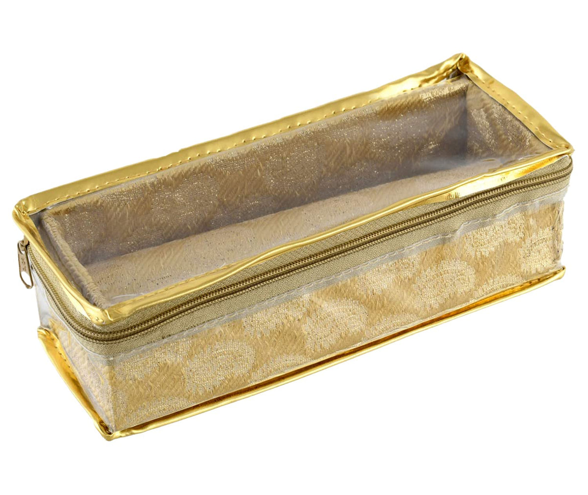Kuber Industries Multipurpose Carry Design Laminated 1 Rod Bangle Box/Organizer/Case With Tranasparent Top (Gold)-47KM025