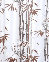 Heart Home Bamboo Printed Stain Resistant, No Odor, Waterproof PVC AC/Shower Curtain with Hooks,7 Feet- Pack of 2 (Brown)