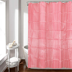 Heart Home 7 Feet PVC Shower Curtain/AC Curtain for Bathroom, Living Room with 8 Hooks Pack of 2 (Pink) 52HH4100