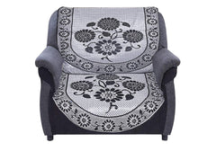 Kuber Industries Floral Design Cotton 6 Pieces 5 Seater Sofa Cover (Grey)-CTKTC014437