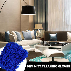 Kuber Industries Chenille Dry Mitt Gloves|Multi-Purpose Gloves for Kitchen, Home & Laptop Cleaning|Lint & Scratch Free|Super Absorbent|Blue