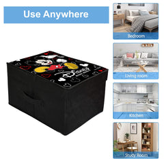 Heart Home Non-Woven Mickey Mouse Print Flodable Storage Box/Wardrobe Organizer With Lid For Home Decor (Black) 54HH4232.