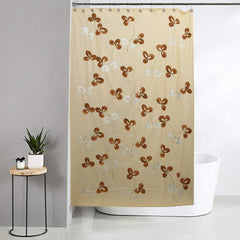 Kuber Industries Flower Design Waterproof PVC Shower Curtain with 8 Hooks 54 inch x 84 inch (Cream) CTKTC33747