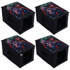 Heart Home Marvel Avengers Shirt Stacker|Foldable Shirt Stacker for Cloth|Non-Woven Wardrobe Organizer for Home With Lid|Pack of 4 (Black)
