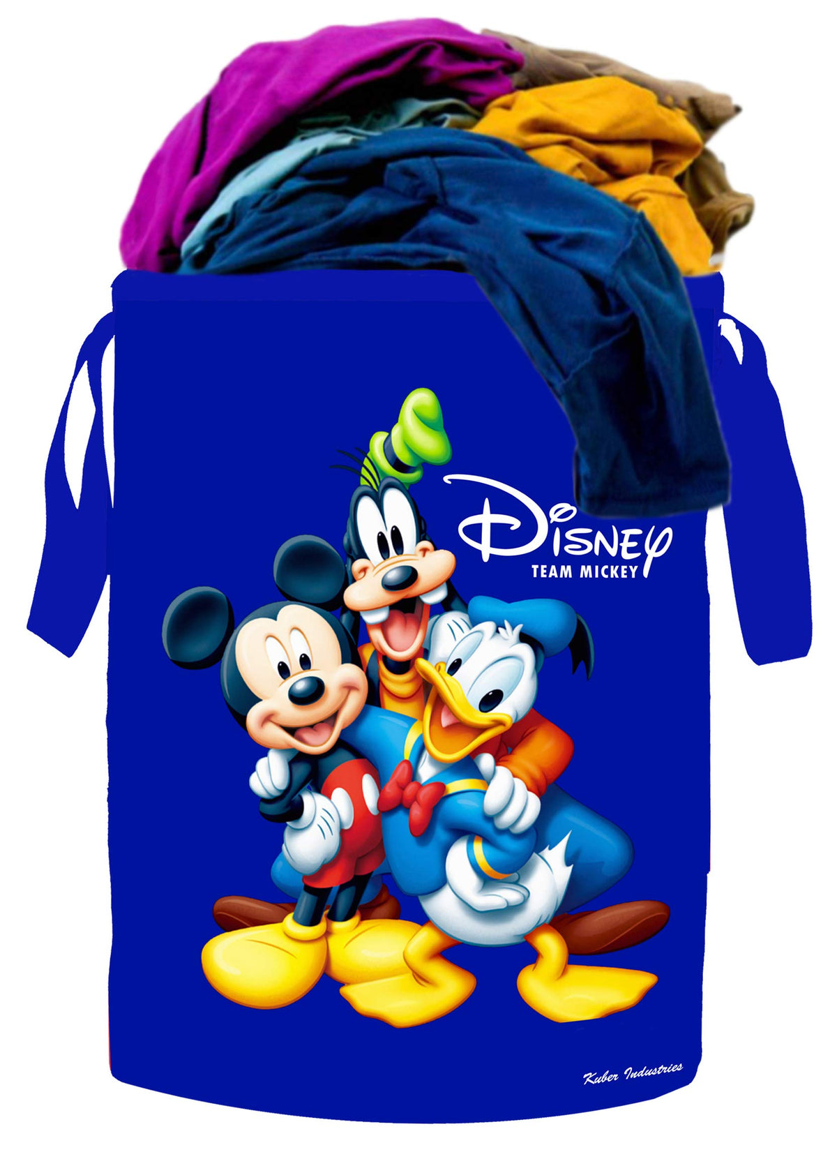 Kuber Industries Disney Print Waterproof Canvas Laundry Bag, Toy Storage, Laundry Basket Organizer 45 L (Blue) - CTKTC045422