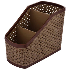 Kuber Industries Plastic 2 Pieces Multi-Purpose Compact Desk Storage Organizer Stationary Box for Case Pen Pencil Holder, Plastic Cosmetics, Make Up Organizer Container (Brown & Beige) KUBMART3237
