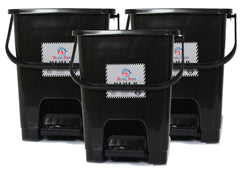 Heart Home Premium Plastic Pedal Dustbin 10 Ltr (Black)-Pack of 3
