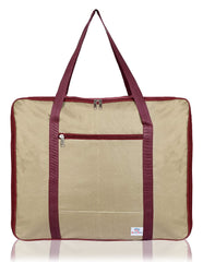 Heart Home Lightweight Foldable Multipurpose Storage bag, Cloth Organiser, Travel Bag With Zippered Closure And Handle- Pack of 2 (Brown & Maroon)-HS43HEARTH26666