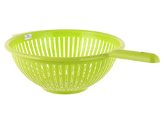Heart Home Plastic Strainer Colander with Long Handle Use for Pasta, Noodles, Spaghetti, Vegetables and More (Green)-Pack of 3-HHEART15131