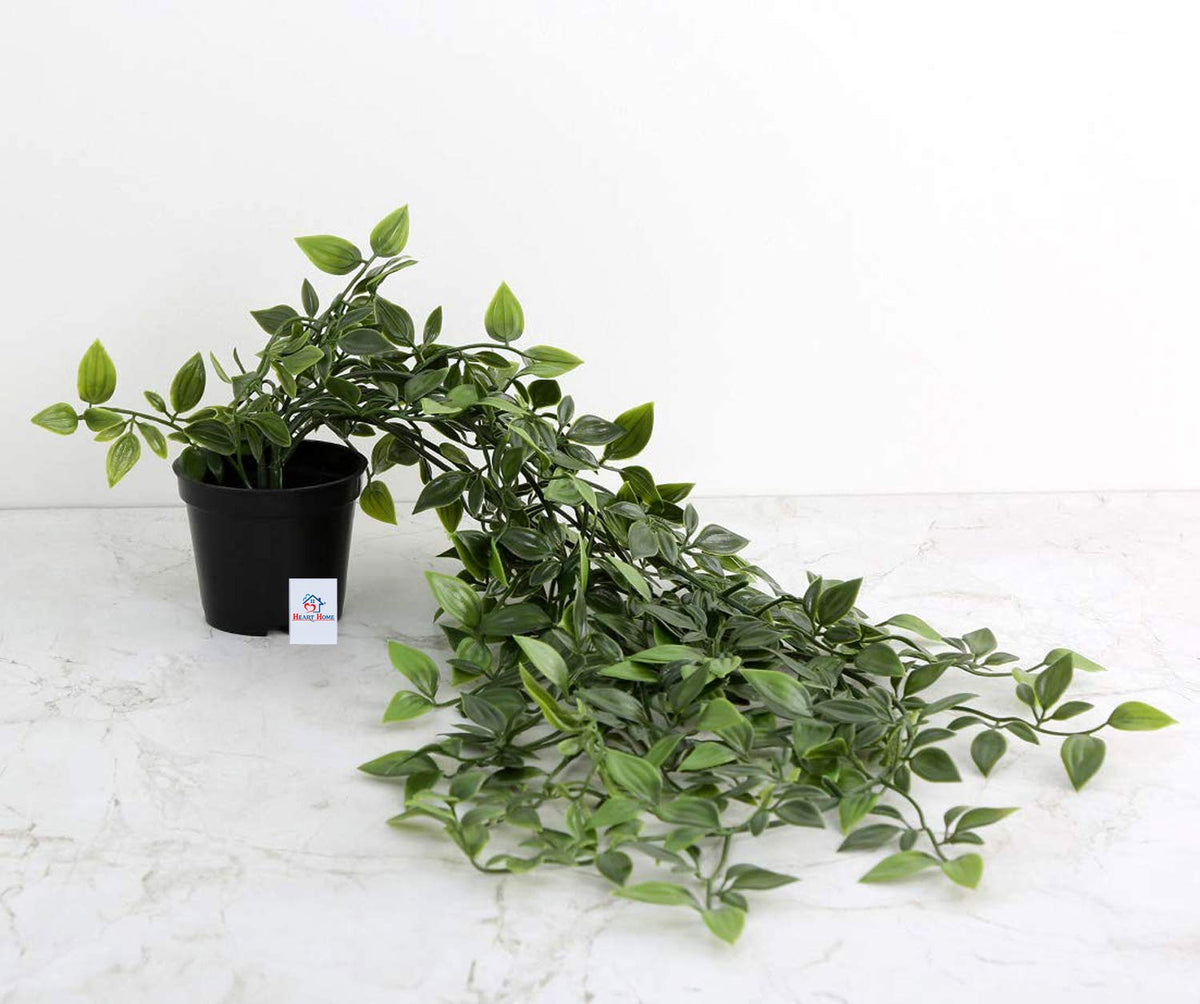 Heart Home Artificial Vine Plants with Pot|Natural Look & Plastic Material|Easy Home Décor with Small Size Pot|Size 27 x 75 x 7 CM, Pack of 1 (Green)