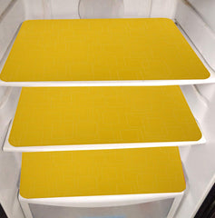 Kuber Industries Checkered Design PVC 6 Pieces Refrigerator Drawer Mats (Yellow), CTKTC13683