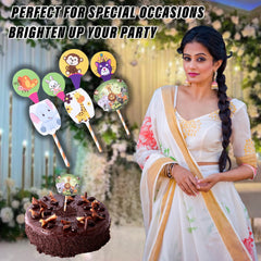 Kuber Industries Cupcake Toppers | Cardboard Cupcake Picks |Decorations Supplies for Farewell | Birthday Party | Theme Cupcake Topper | 7 Pieces | DT-2099 | Multicolor