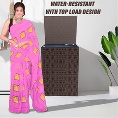 Heart Home Washing Machine Cover | Shelf Check Washing Machine Cover | Soft PVC | Top Load Semi-Automatic Washing Machine Cover | Brown