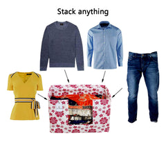 Kuber Industries Flower Design Large Capacity Space Saver Closet, Stackable and Foldable Saree, Clothes Storage Bag, Non-Woven Rectangle Cloth Saree Stacker Wardrobe Organizer (Pink) CTKTC034547