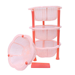 Kuber Industries Plastic 4 Layer Multi-Purpose Kitchen Storage Basket Rack (Beige)-Ctktc13220
