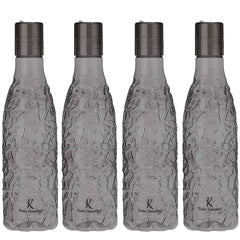 Kuber Industries BPA-Free Plastic Water Bottle | Leak Proof, Firm Grip, 100% Food Grade Plastic Bottles | Unbreakable, Freezer Proof, Fridge Water Bottle | Pack of 4 - Black
