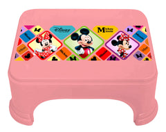 Kuber Industries Disney Mickey Minnie Print Square Plastic Bathroom Stool, Adults Simple Style Stool Anti-Slip with Strong Bearing Stool for Home, Office, Kindergarten (Pink) -HS_35_KUBMARTS17694